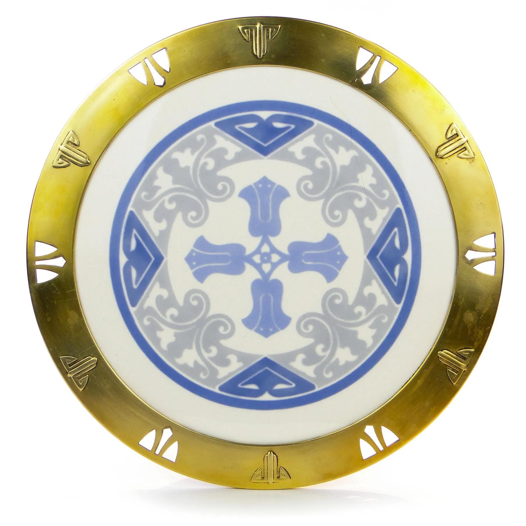 Brass and Ceramic Art Nouveau Tray, Austria, 1920s - 24958