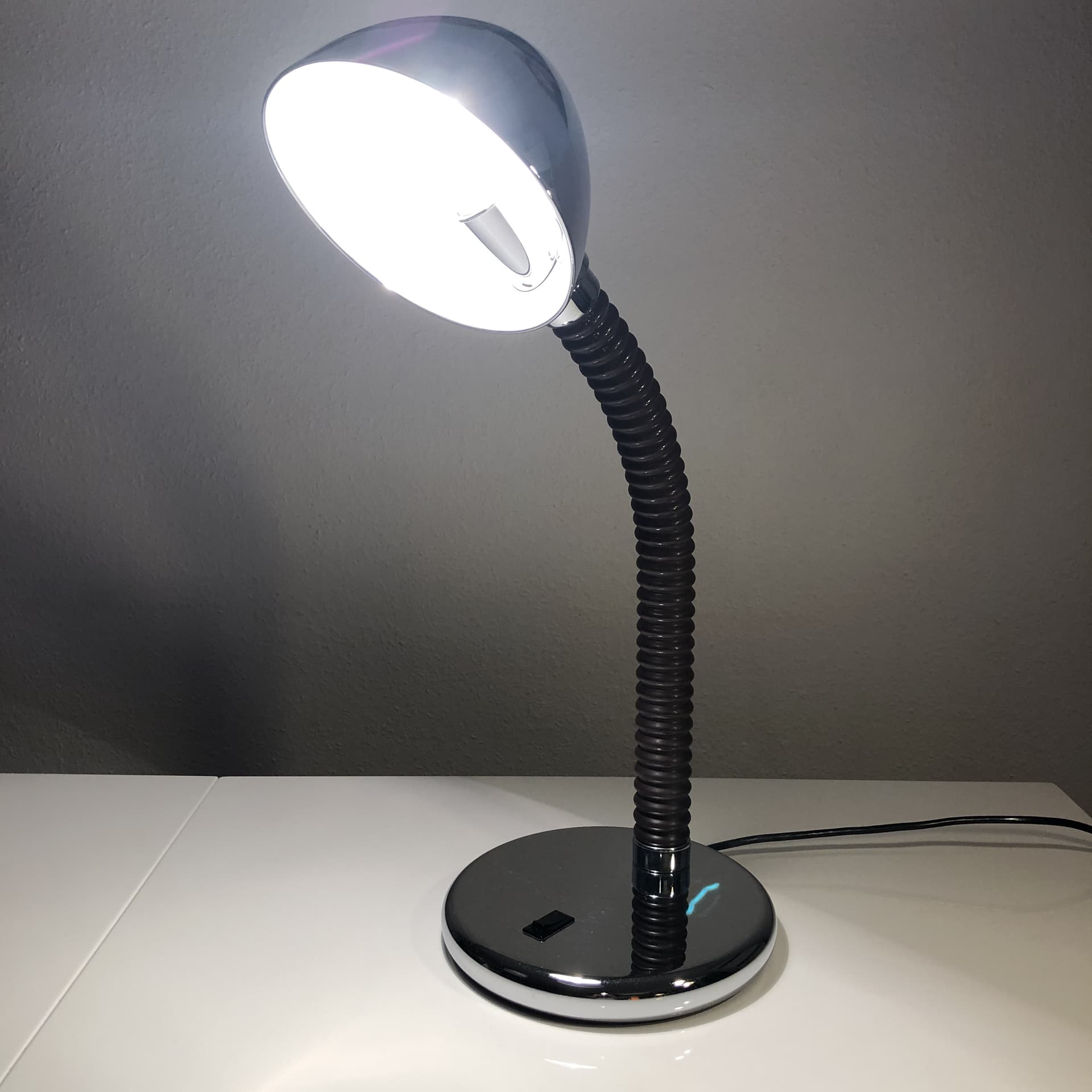 Lampa biurkowa, stal chromowana srebrna, Niemcy, lata 70. - 25184