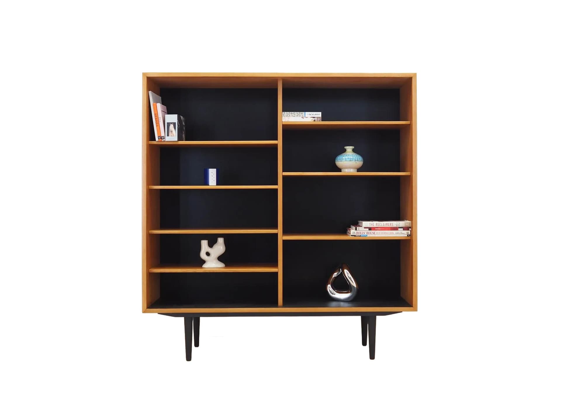 Bookshelf, yellow ash, black wood, by B. Mogensen, Sweden, 1960s.