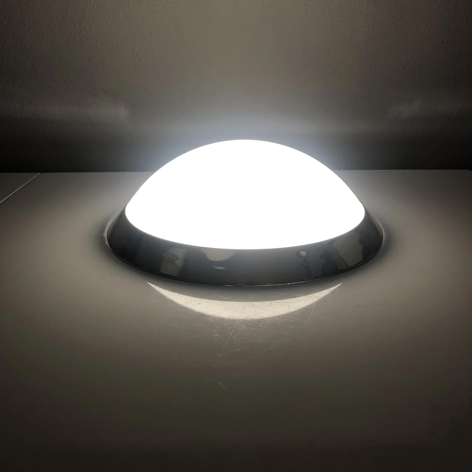 Biały, złocony plafon z opalowego szkła, Böhmer Leuchten, Niemcy, lata 90. - 25180