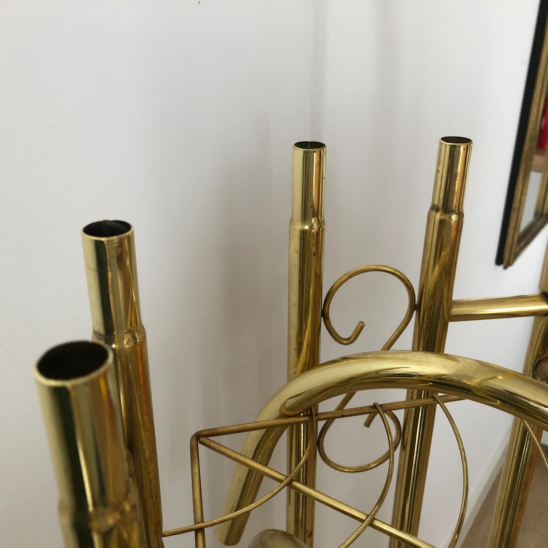 Etażerka narożna, złoty, metal, Niemcy, lata 80. - 25165