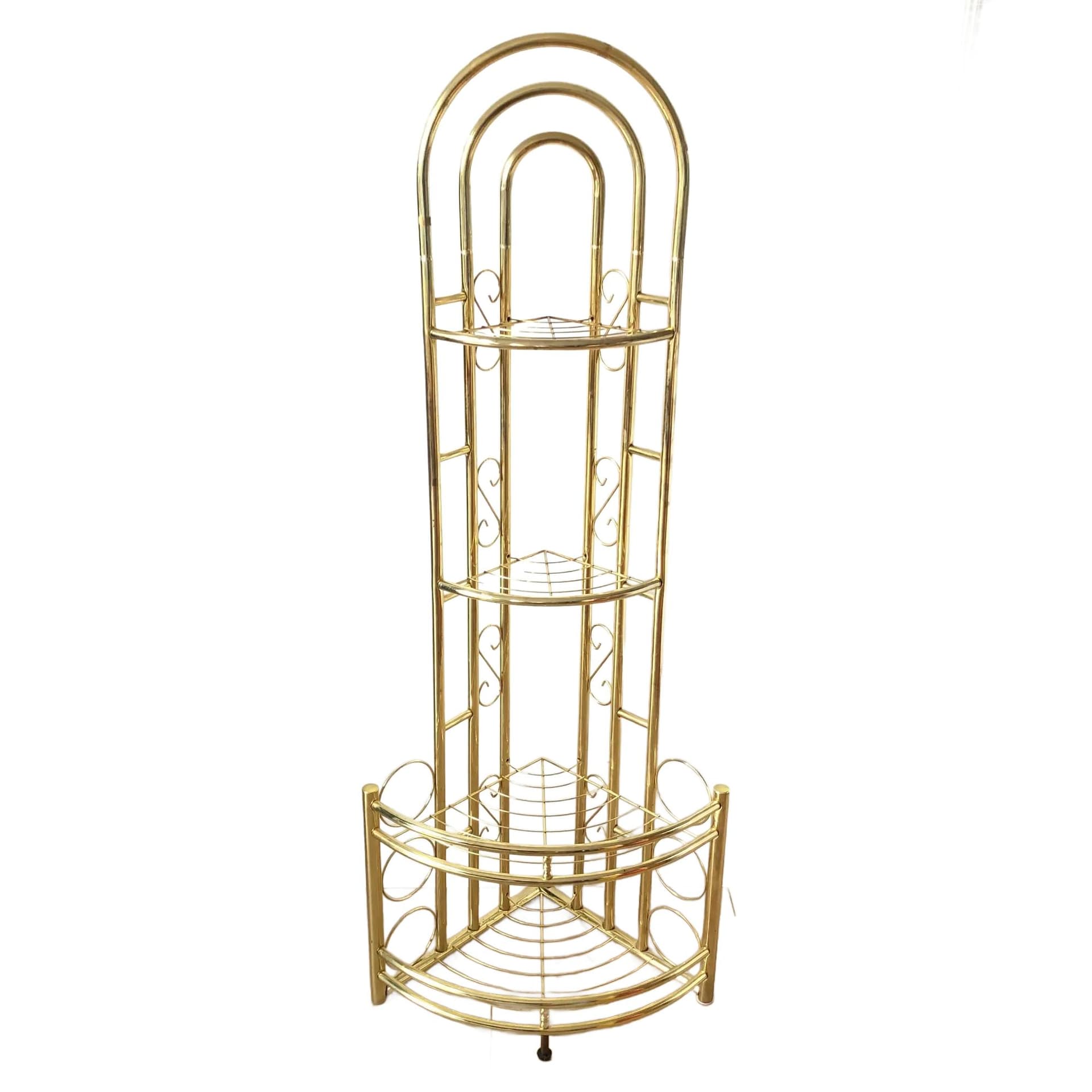 Etażerka narożna, złoty, metal, Niemcy, lata 80.