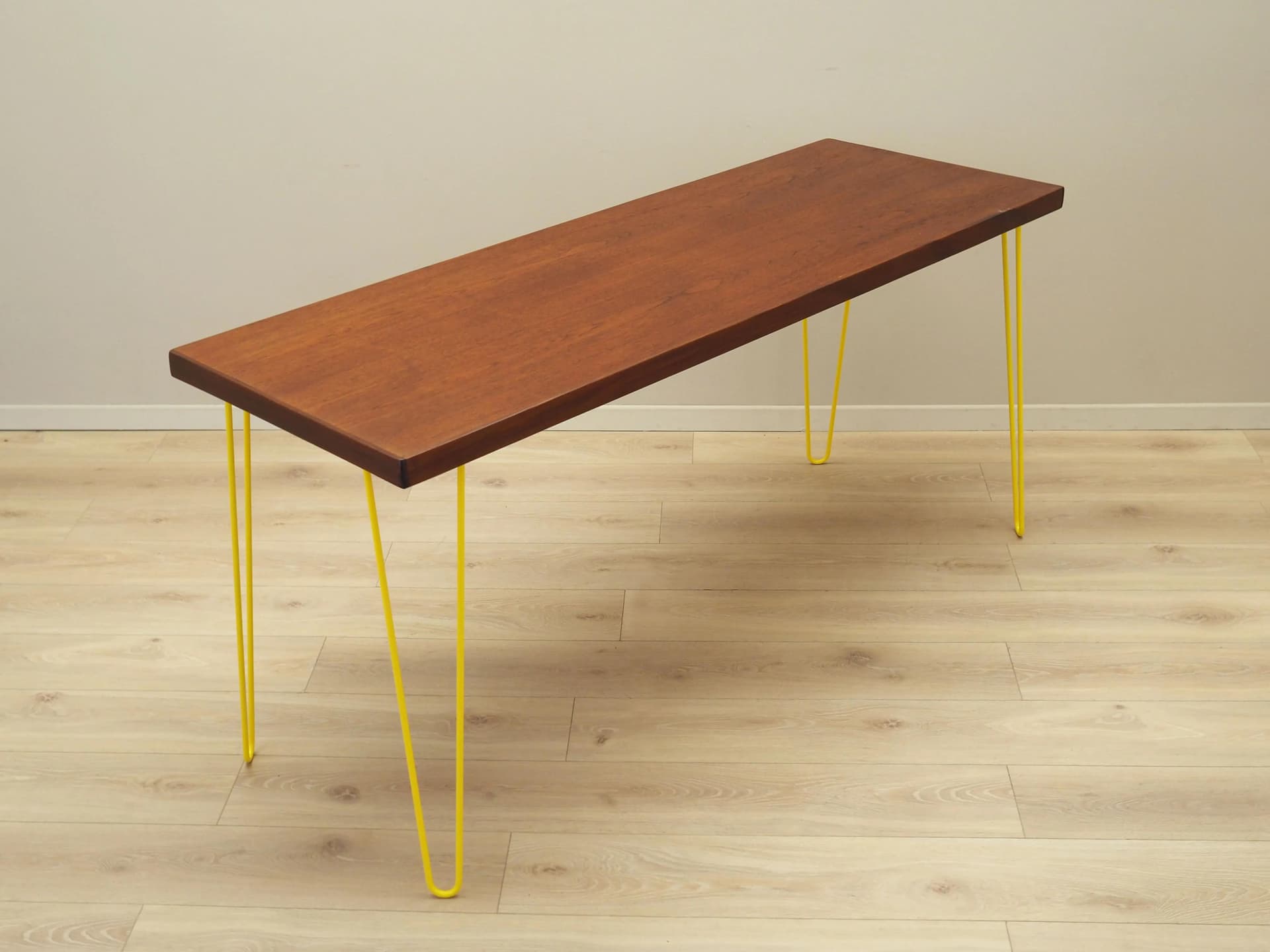 Desk, dark brown teak, yellow metal, Denmark, 1970s. - 25221