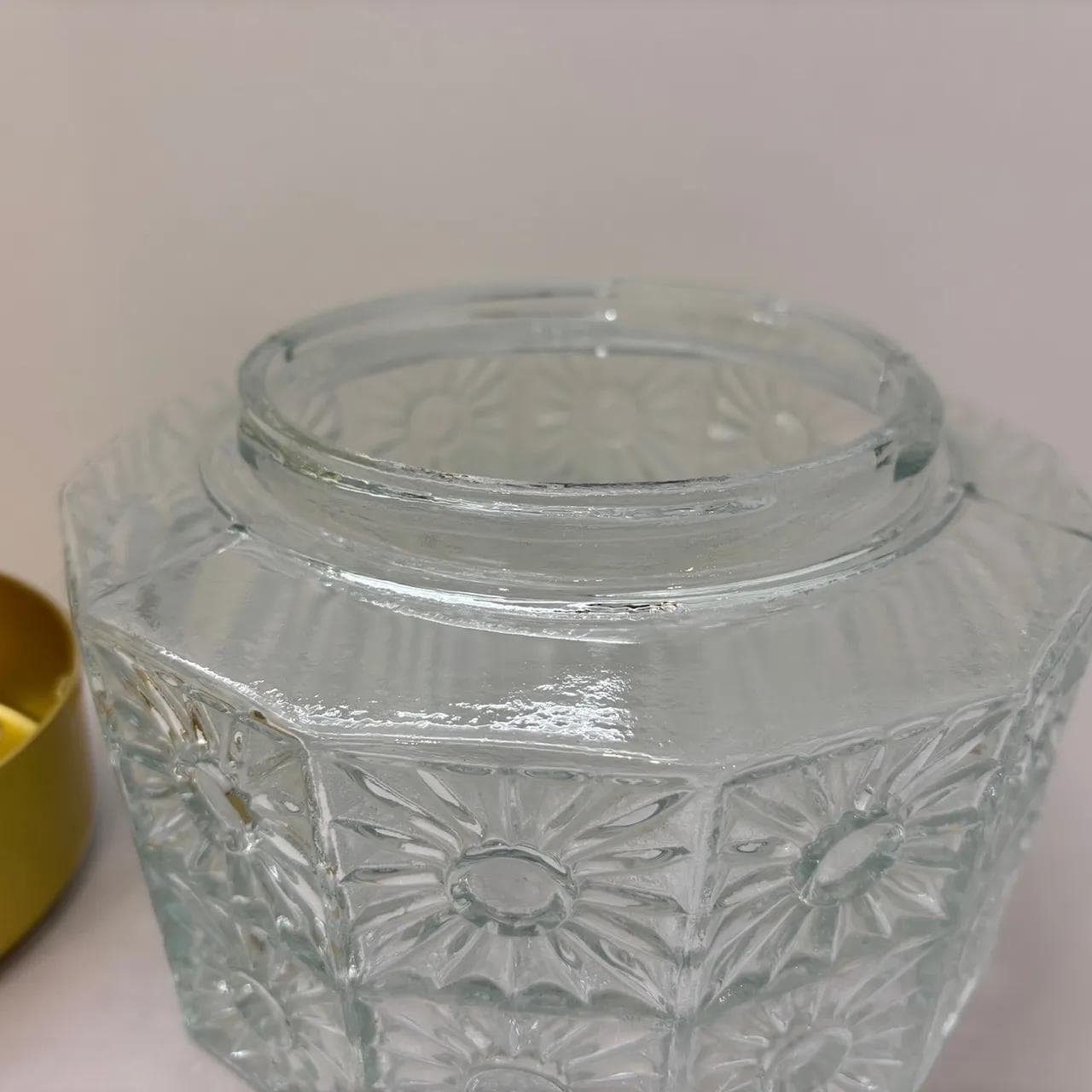 Ceiling lamp, transparent glass, gold aluminium, VEB Görlitz, Germany, 1980s. - 25476