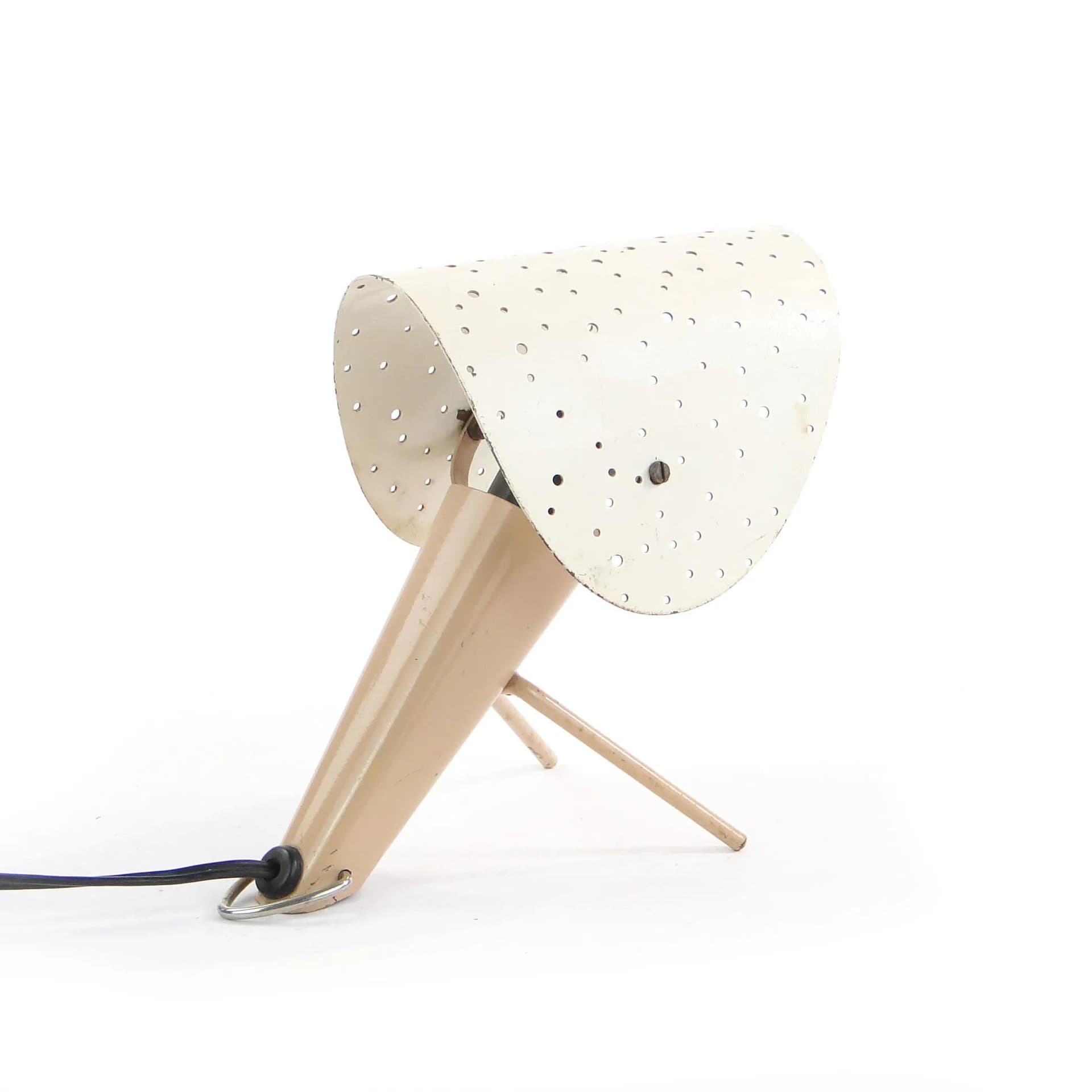 Table or Wall Lamp, Pop Art, lacquered steel ivory white, by A. Gałecki, Poland, 1960s - 25506