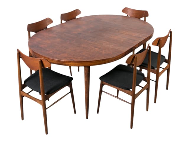 Zestaw jadalniany, drewno tekowe brązowy ciemny, Dania, lata 60. - WYMIARY