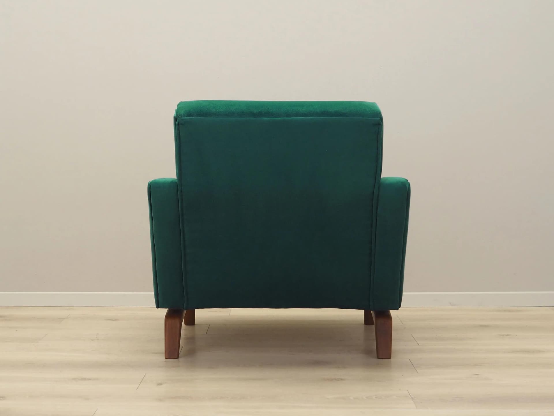 Armchair, bottle green velvet, wood, Denmark, 1970s - 25838