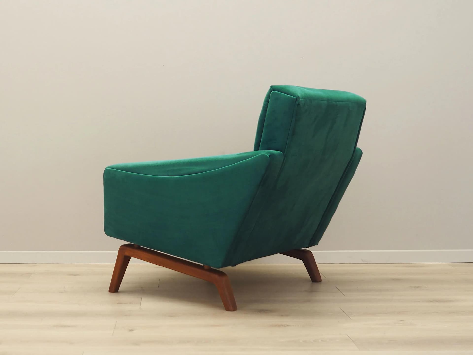 Armchair, bottle green velvet, wood, Denmark, 1970s - 25840