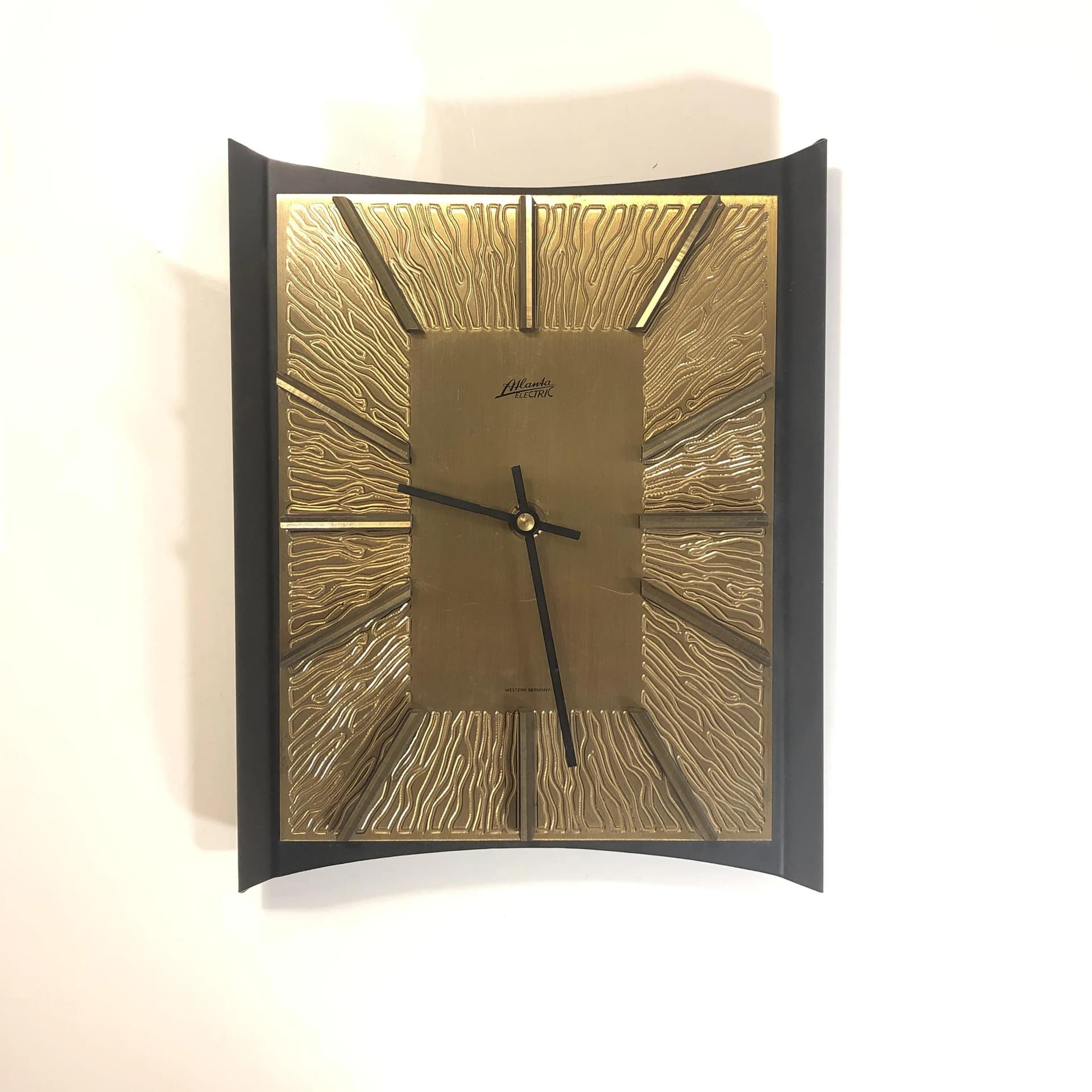 Zegar ścienny, Atlanta Electric, metal złoty, Niemcy, lata 80. - 25760