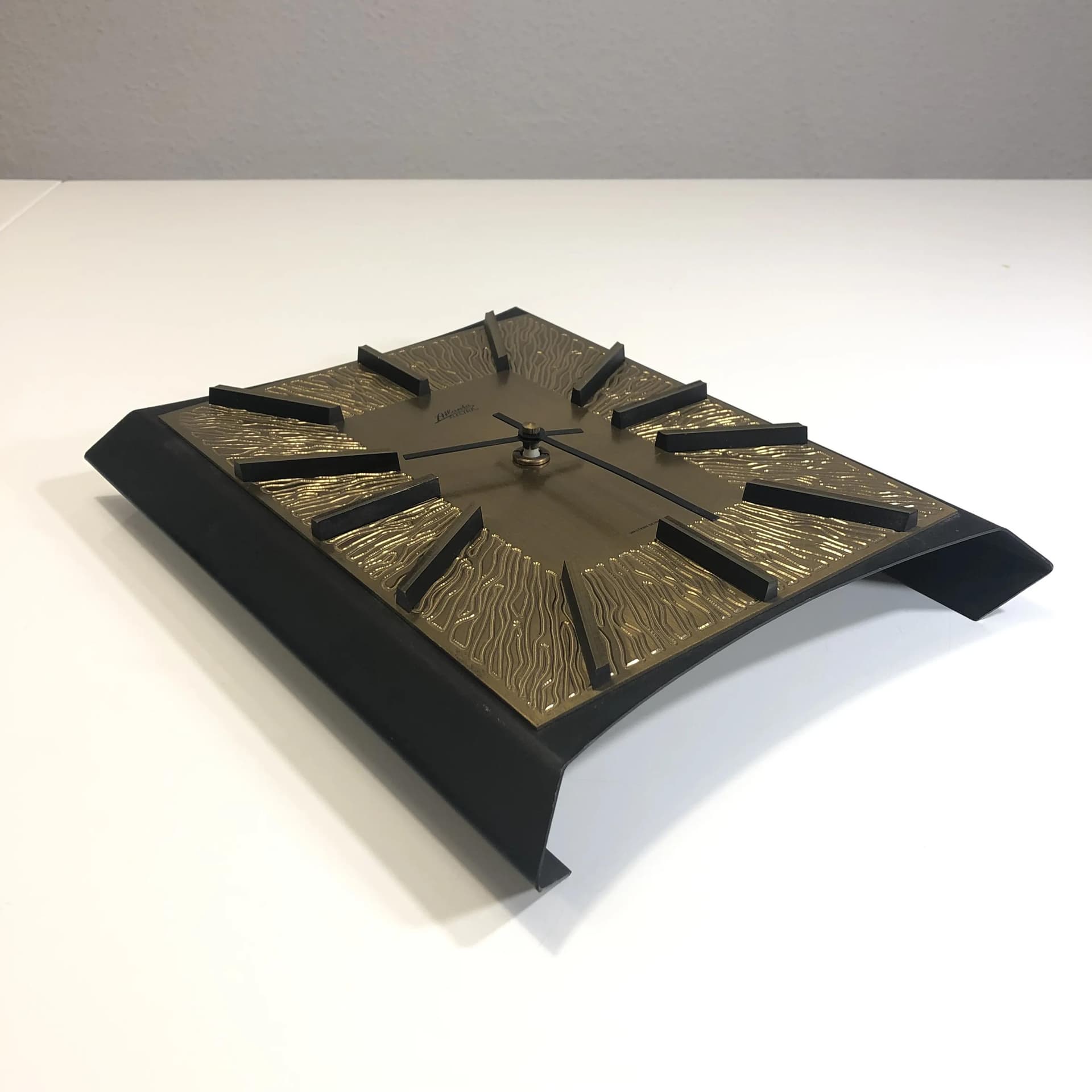 Zegar ścienny, Atlanta Electric, metal złoty, Niemcy, lata 80. - 25757