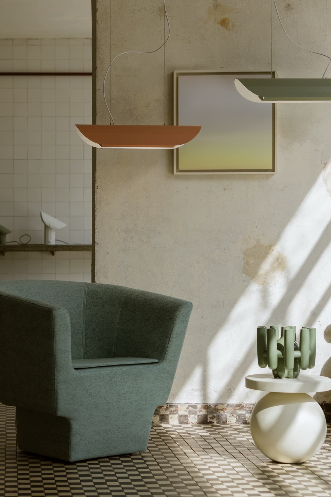 APOLIN 65cm pendant lamp, sage/white, Kaspa x Grynasz Studio - 6385