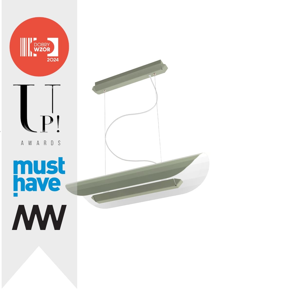 APOLIN 65cm pendant lamp, sage/white, Kaspa x Grynasz Studio - 2770