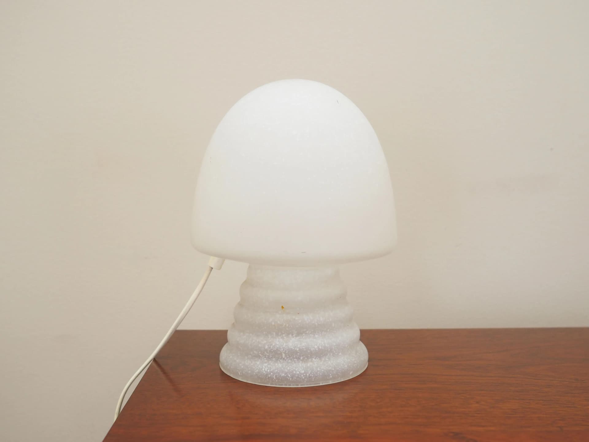 Mushroom bedside lamp, white glass, Denmark, 1970s - 25817