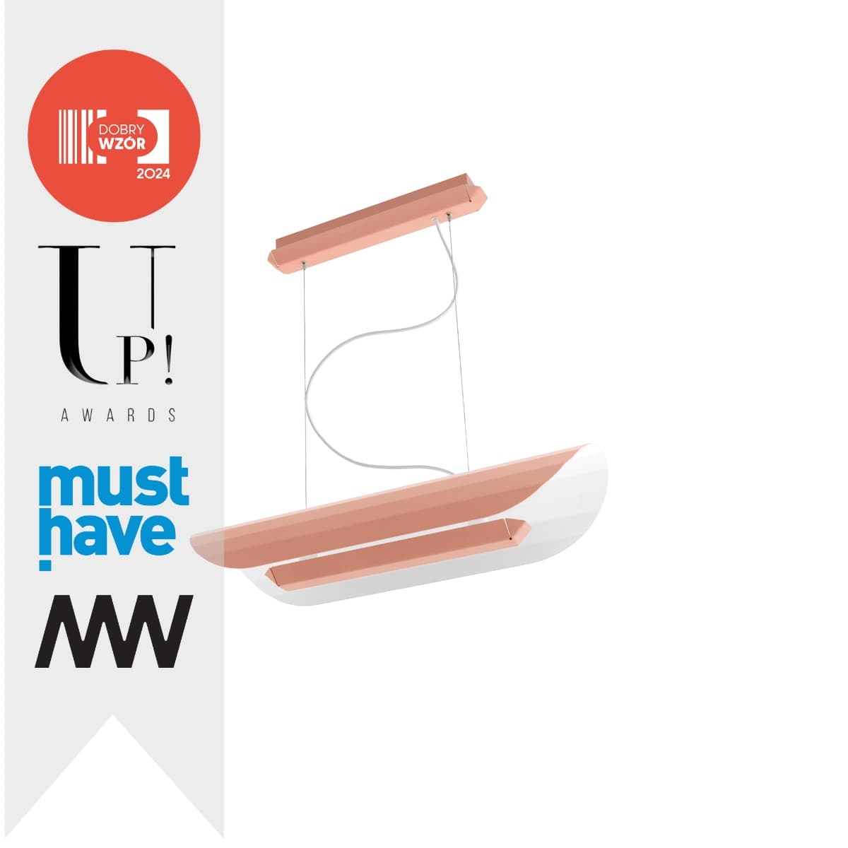 Lampa wisząca APOLIN 65 cm złamany różowy i biały, Kaspa x Grynasz Studio - 2786