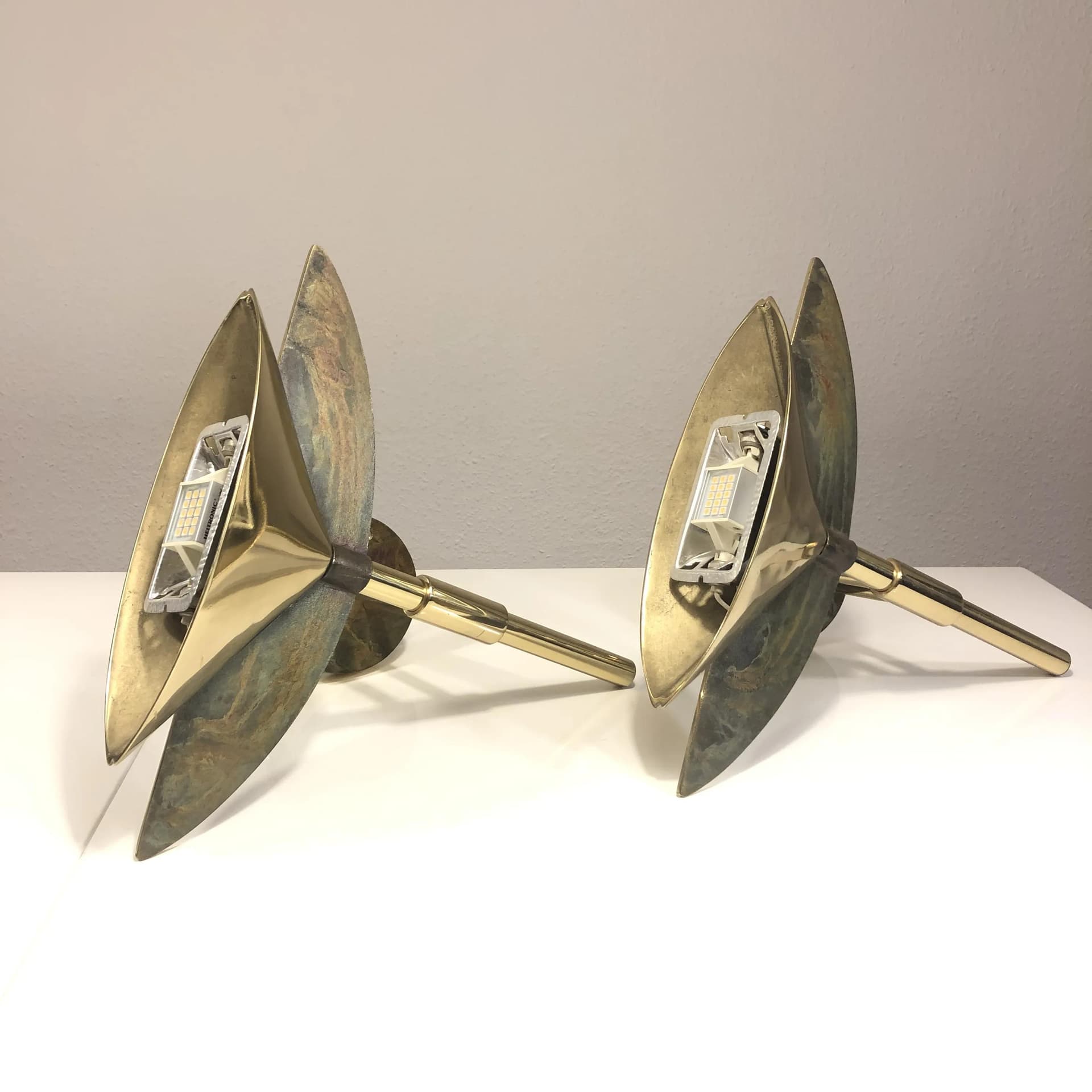 Para kinkietów Art déco, mosiądz złoty, Niemcy, lata 70. - 25741