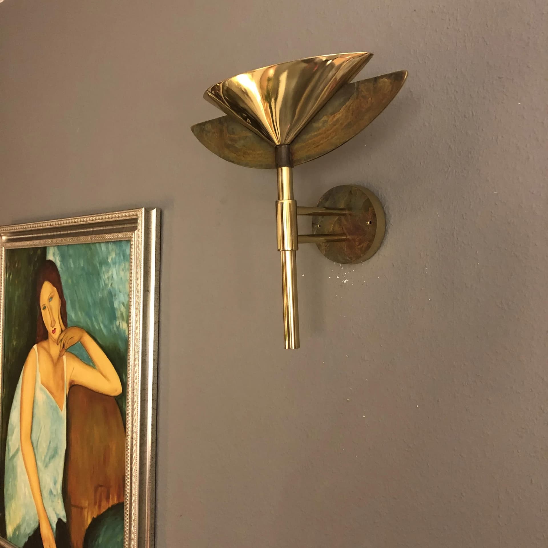 Para kinkietów Art déco, mosiądz złoty, Niemcy, lata 70. - 25744