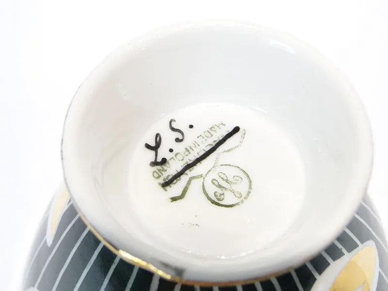 Filiżanka New Look, szary, porcelana, mal. Z. Szczebel, Kwiatogal, Polska, lata 60. - 25768