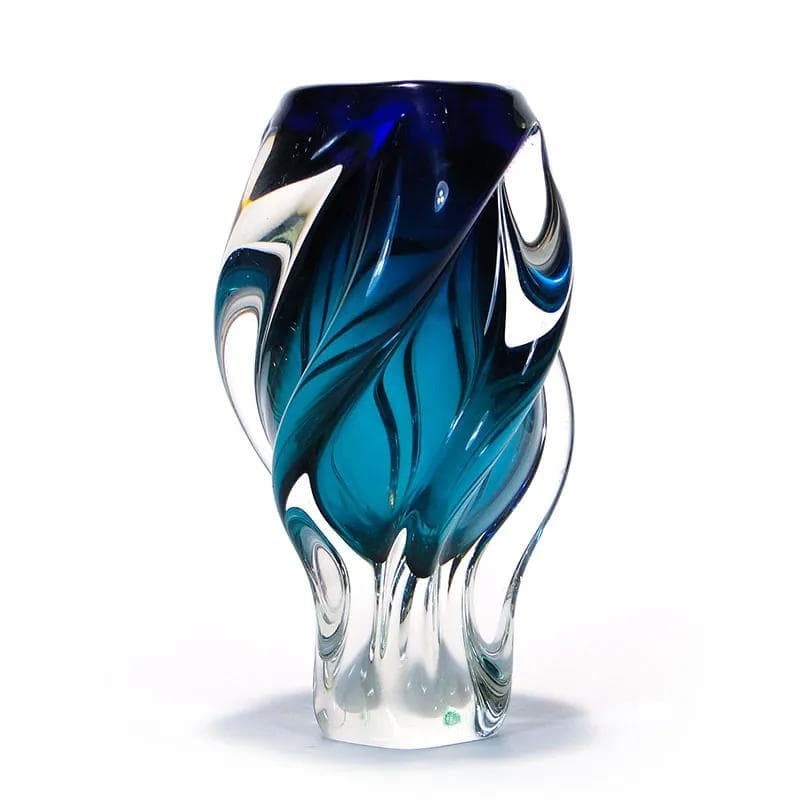 Wazon, turkusowe szkło, proj. J. Beranek, Skrdlovice, Czechosłowacja, lata 60. - 26054