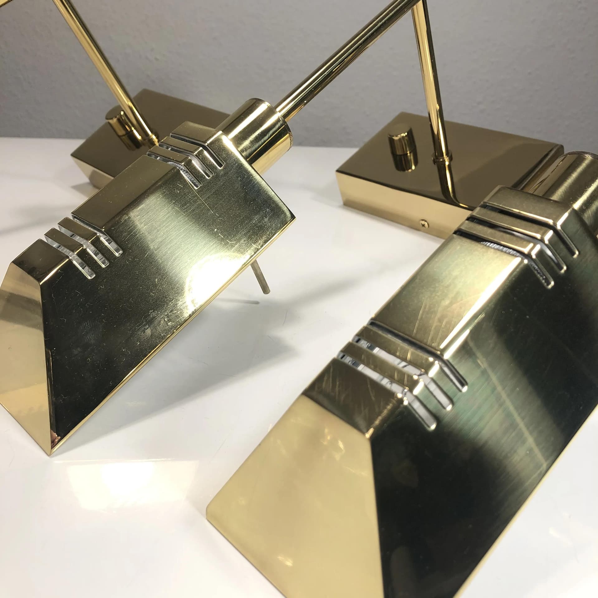 Mosiężny, modernistyczny komplet kinkietów, Sölken Leuchten, Niemcy, lata 90. - 26007