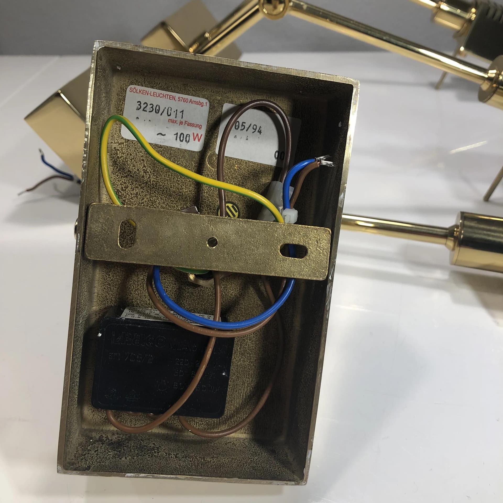 Mosiężny, modernistyczny komplet kinkietów, Sölken Leuchten, Niemcy, lata 90. - 26003