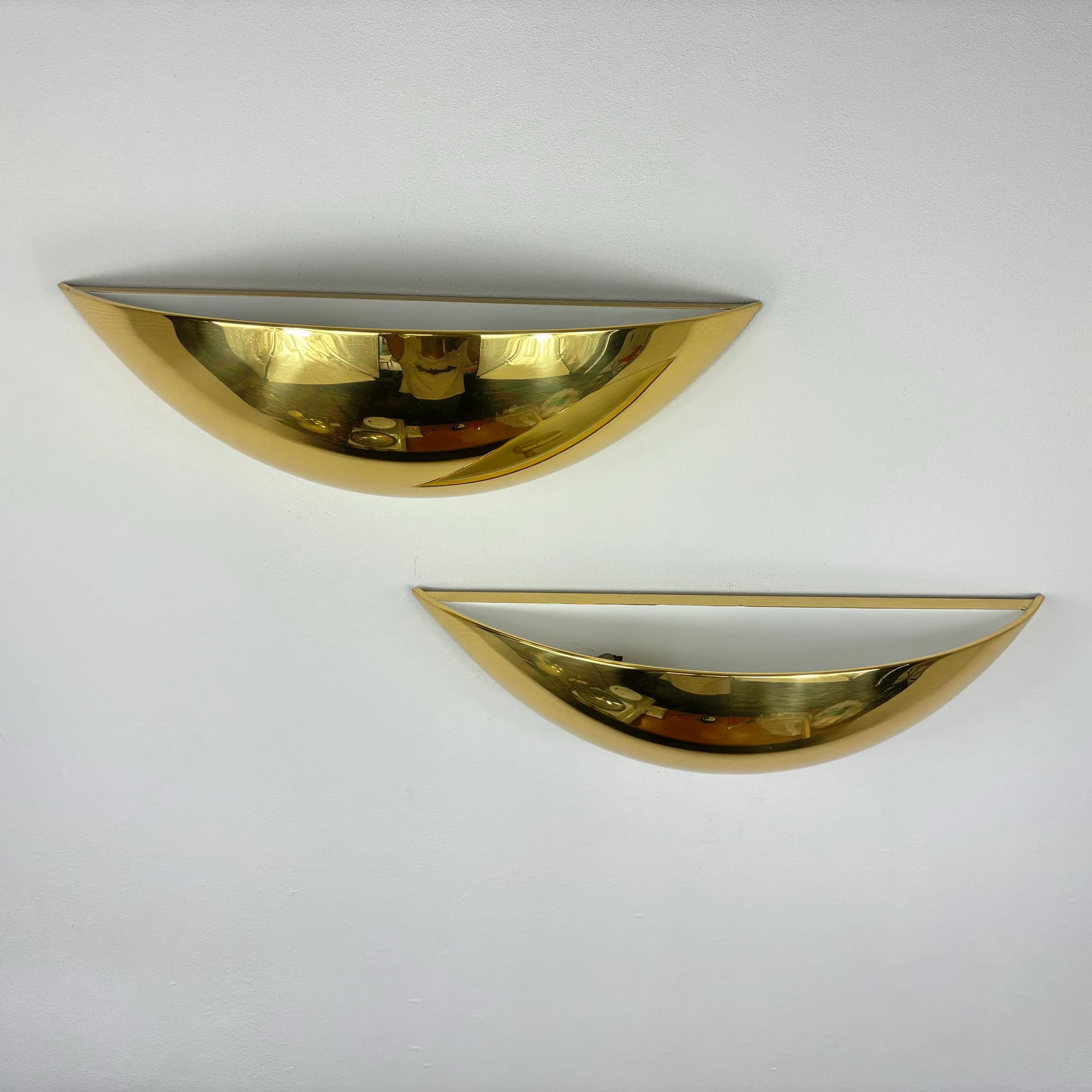 Para kinkietów Art Deco, złoty, mosiądz, proj. F. Schulz, Niemcy, lata 80. - 25993