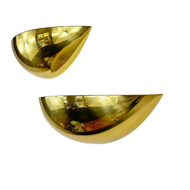 Para kinkietów Art Deco, złoty, mosiądz, proj. F. Schulz, Niemcy, lata 80. - WYMIARY