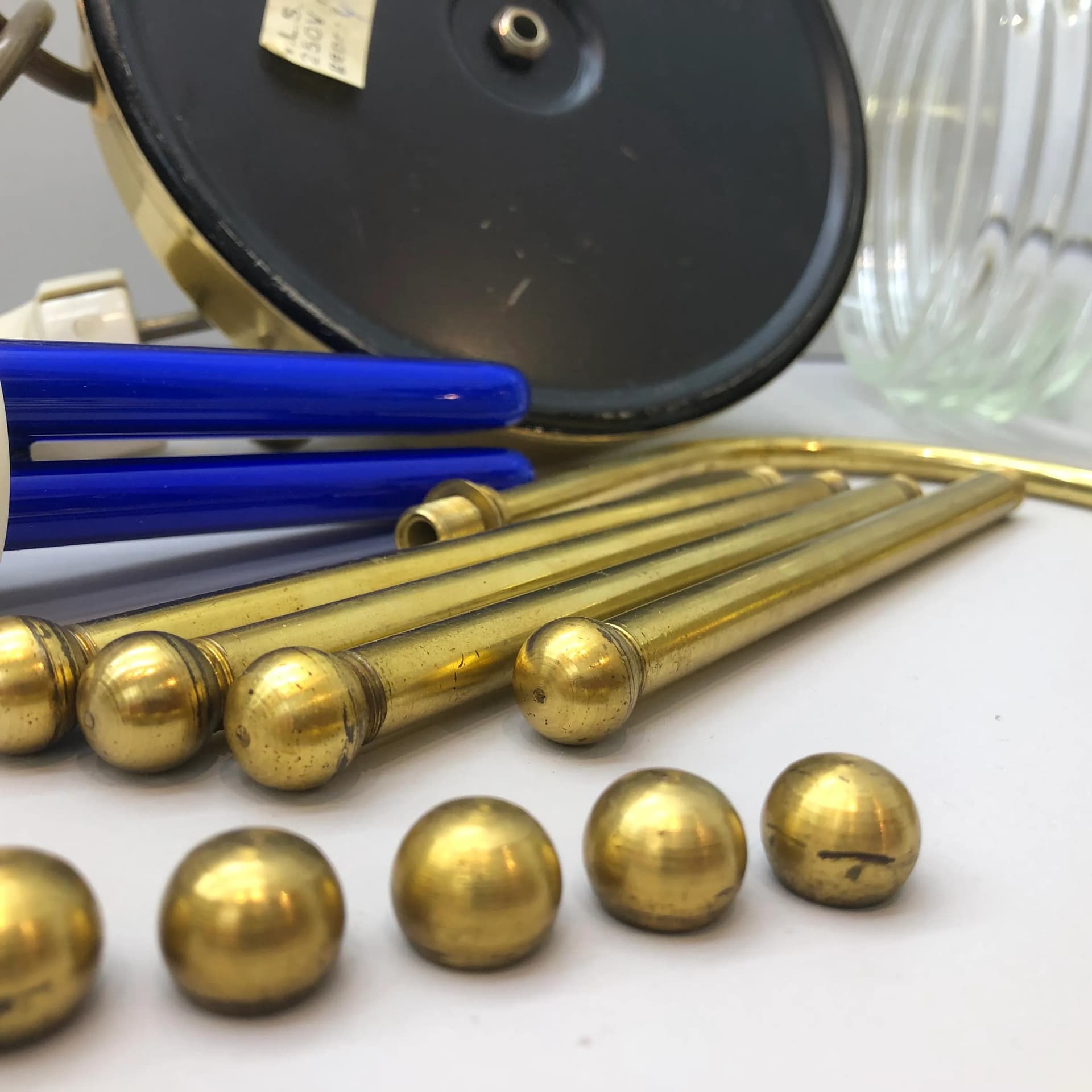 Table Lamp Lampion, golden brass, V.L.S Leuchten, Germany, 1970s. - 25989