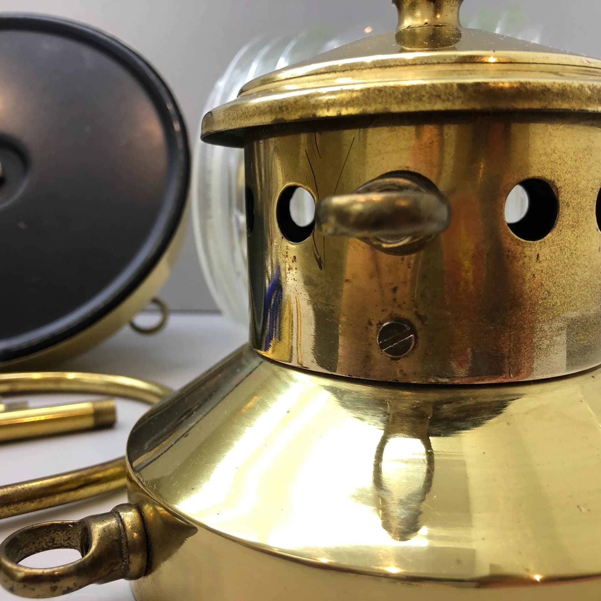 Table Lamp Lampion, golden brass, V.L.S Leuchten, Germany, 1970s. - 25990