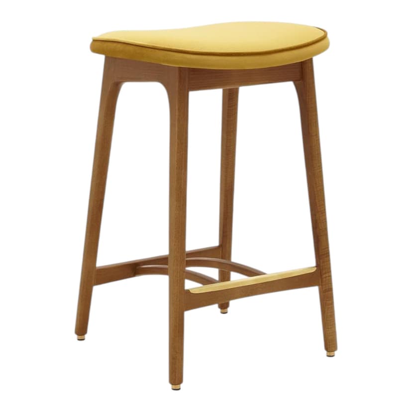 Stołek barowy 200-190 S/65, Shine Velvet Mustard, velvet żółty, jesion 03 Dark, 366 Concept