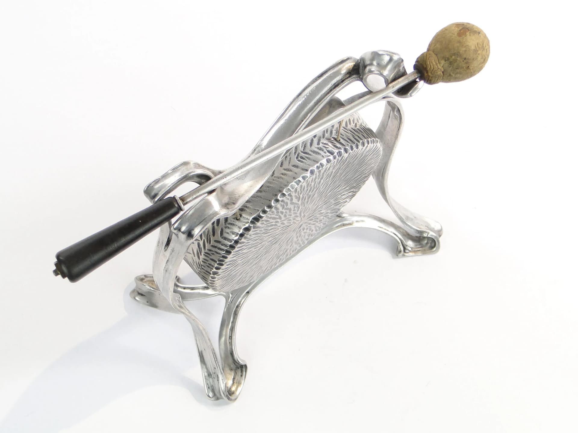 Gong stołowy secesyjny, srebrny, mosiądz, Krupp Berndorf, Niemcy, początek XX w. - 26275