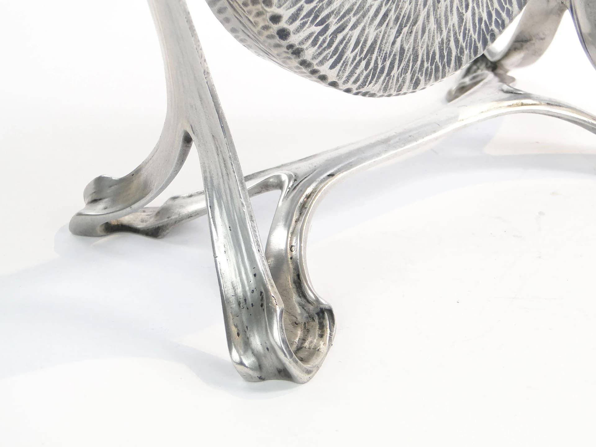 Gong stołowy secesyjny, srebrny, mosiądz, Krupp Berndorf, Niemcy, początek XX w. - 26277