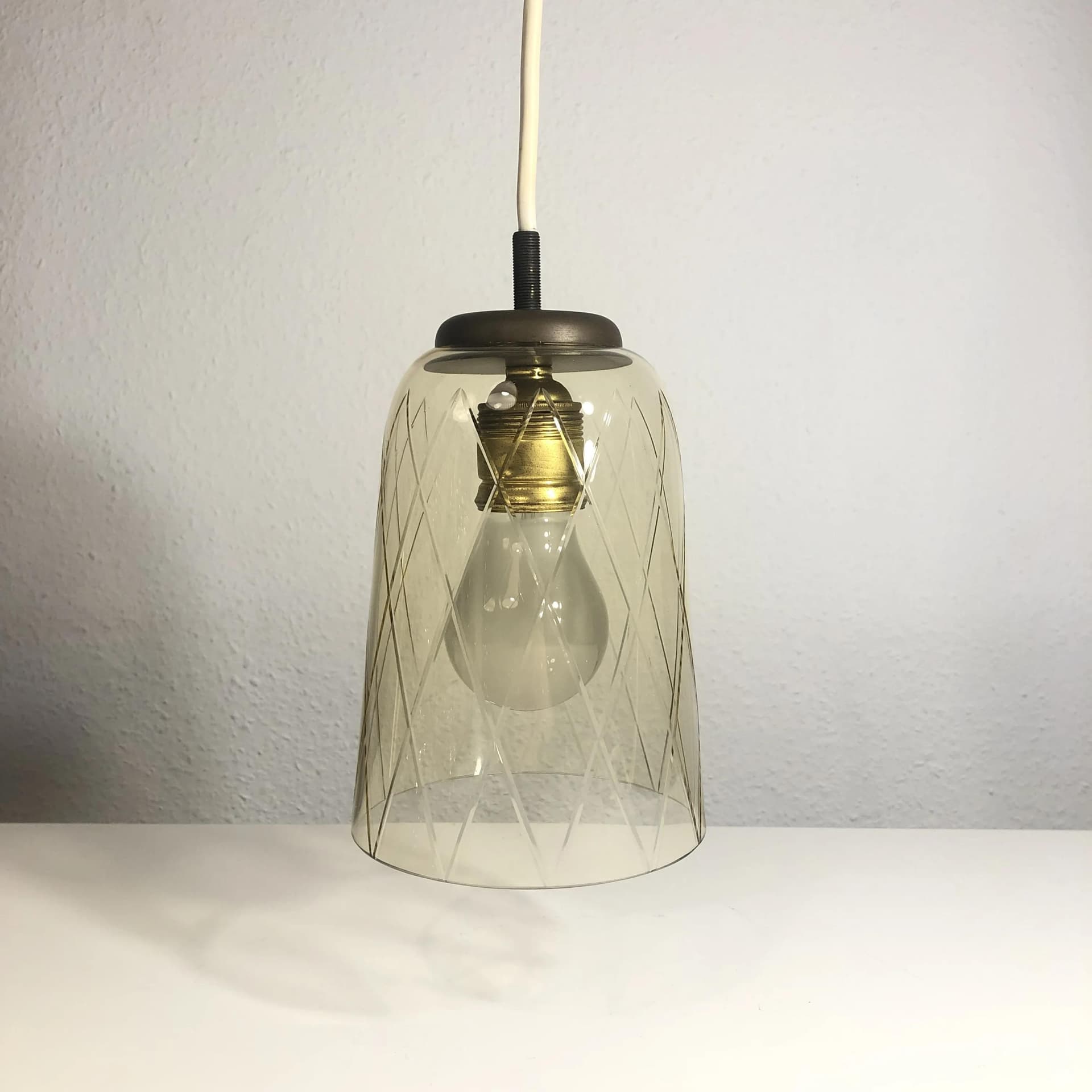 Pendant lamp, brass, glass, Germany, 1960s - 26189