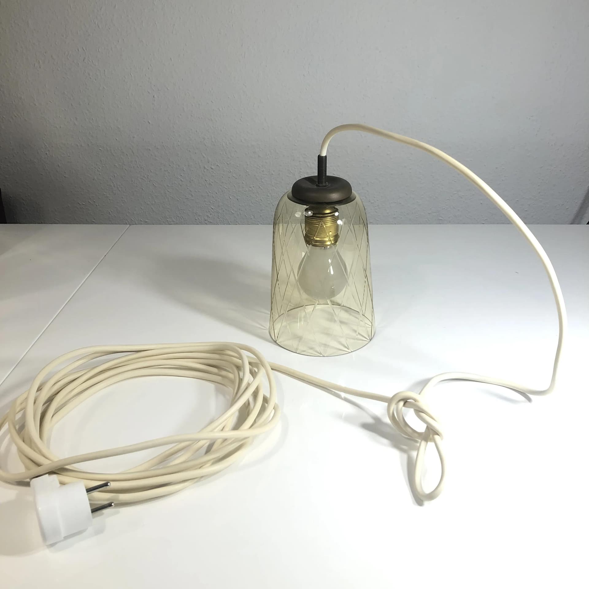 Pendant lamp, brass, glass, Germany, 1960s - 26190