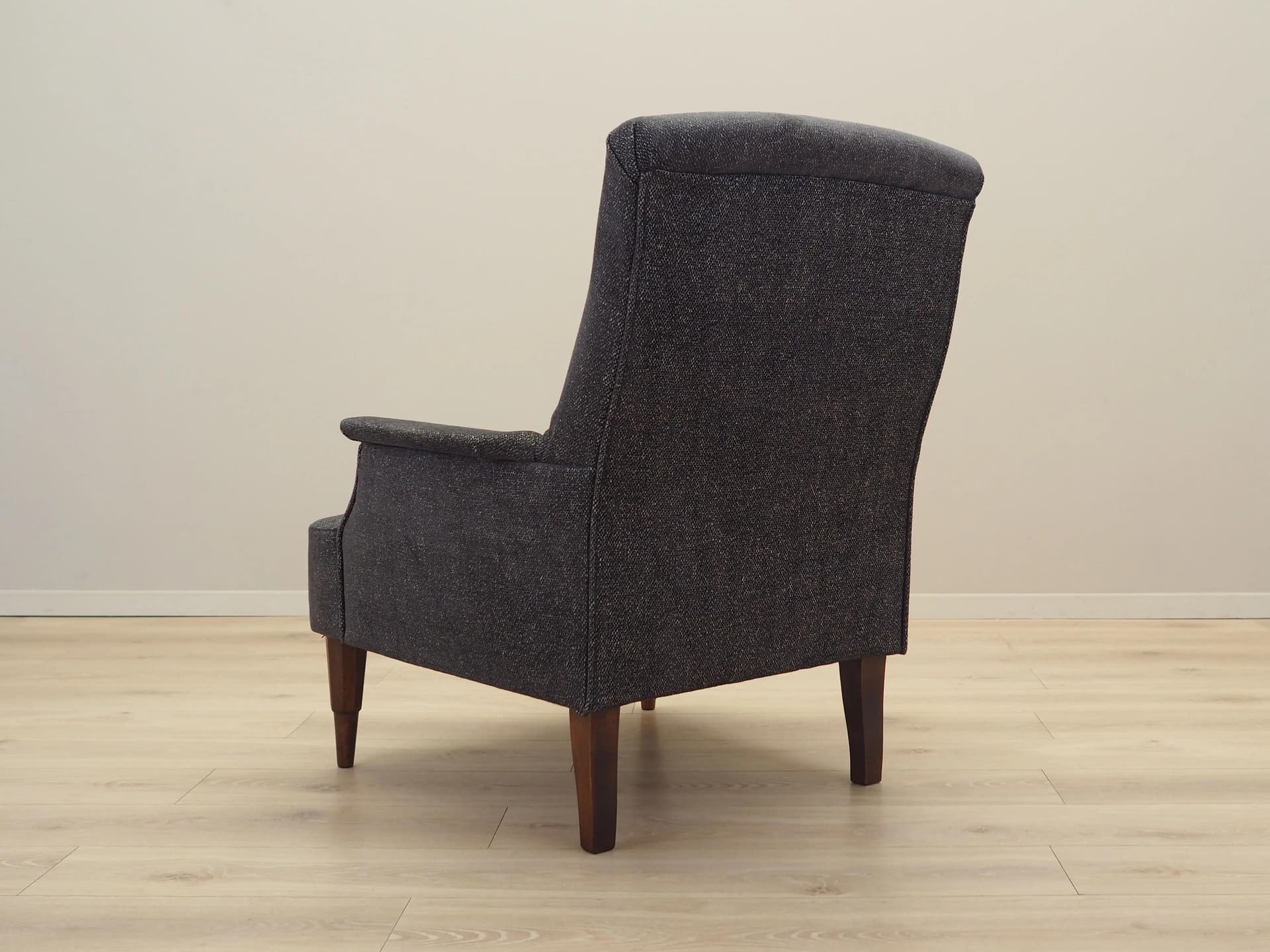 Armchair, grey fabric, wood, Italy, 1970s - 26312