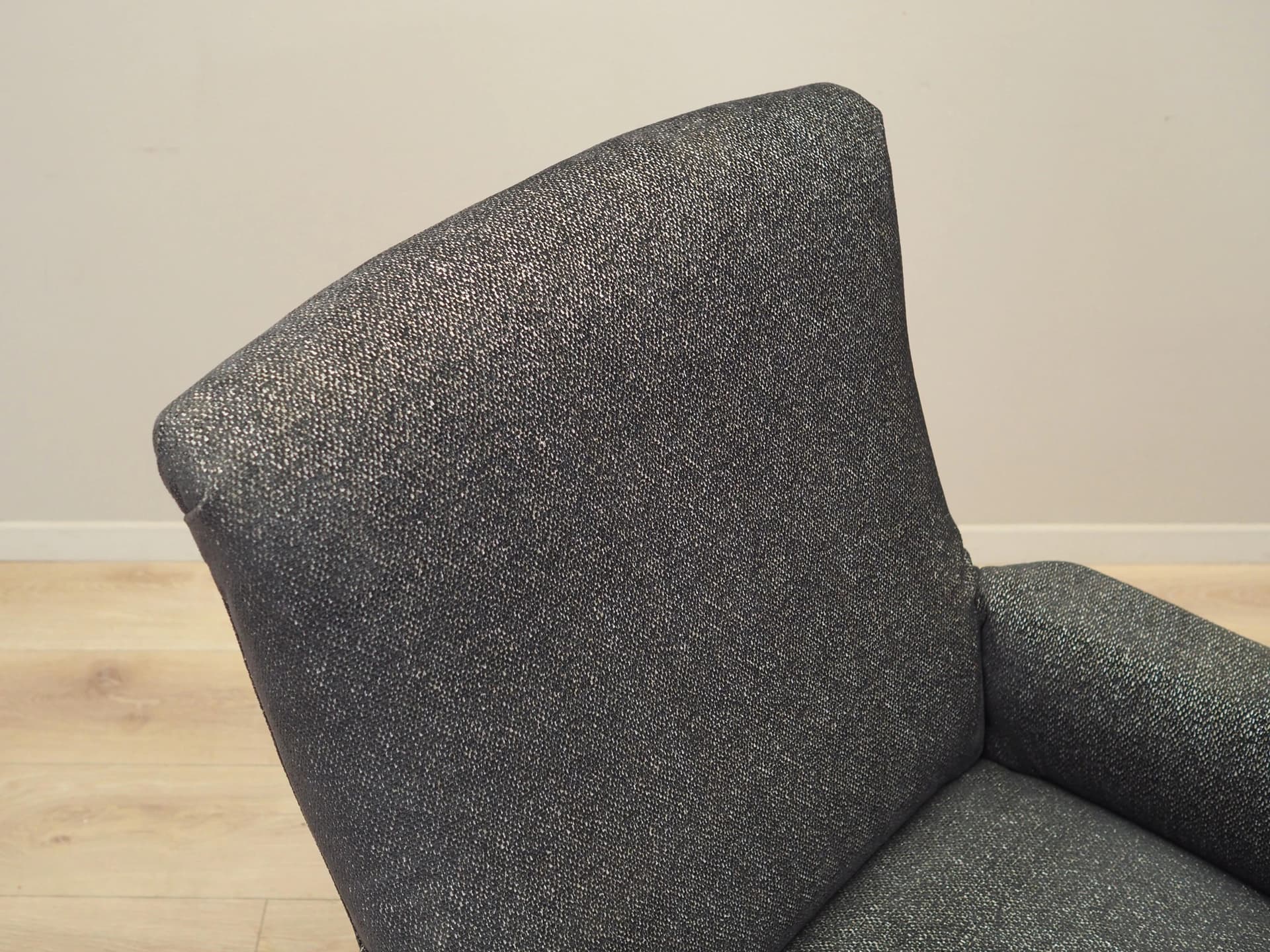 Armchair, grey fabric, wood, Italy, 1970s - 26317