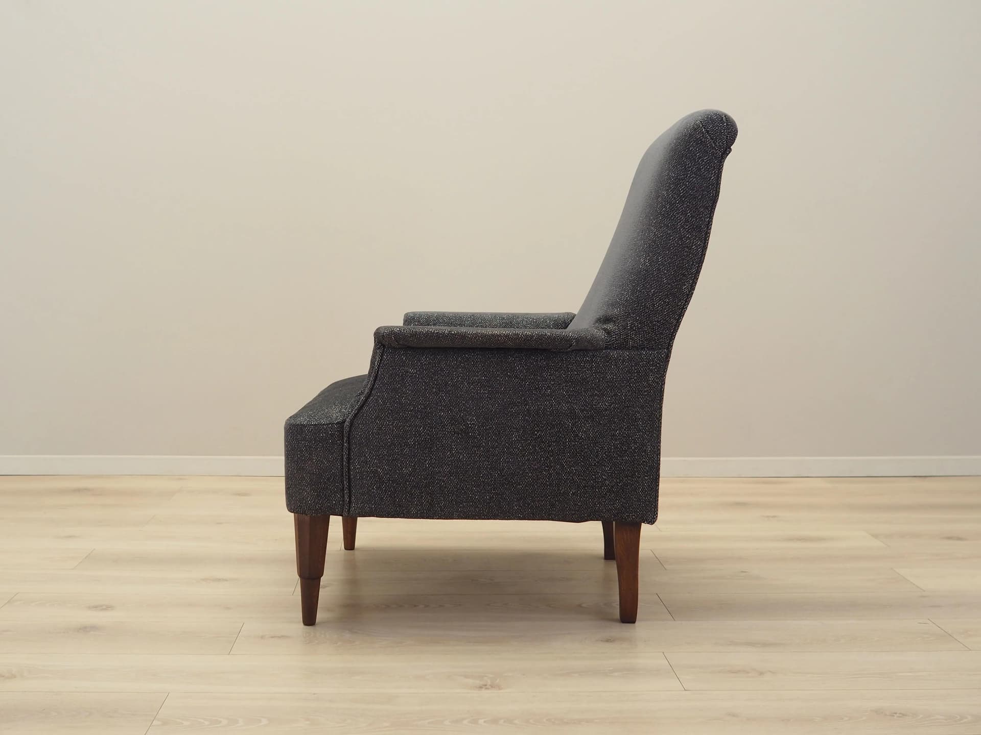 Armchair, grey fabric, wood, Italy, 1970s - 26311