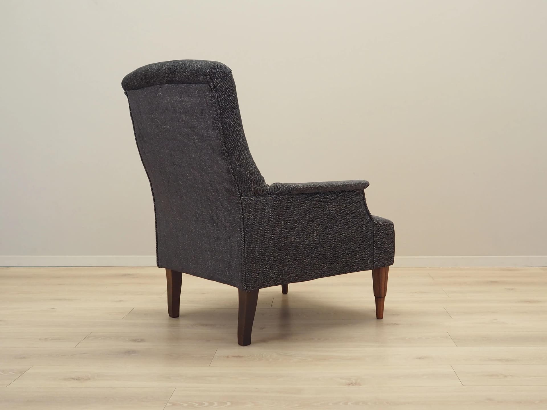Armchair, grey fabric, wood, Italy, 1970s - 26314