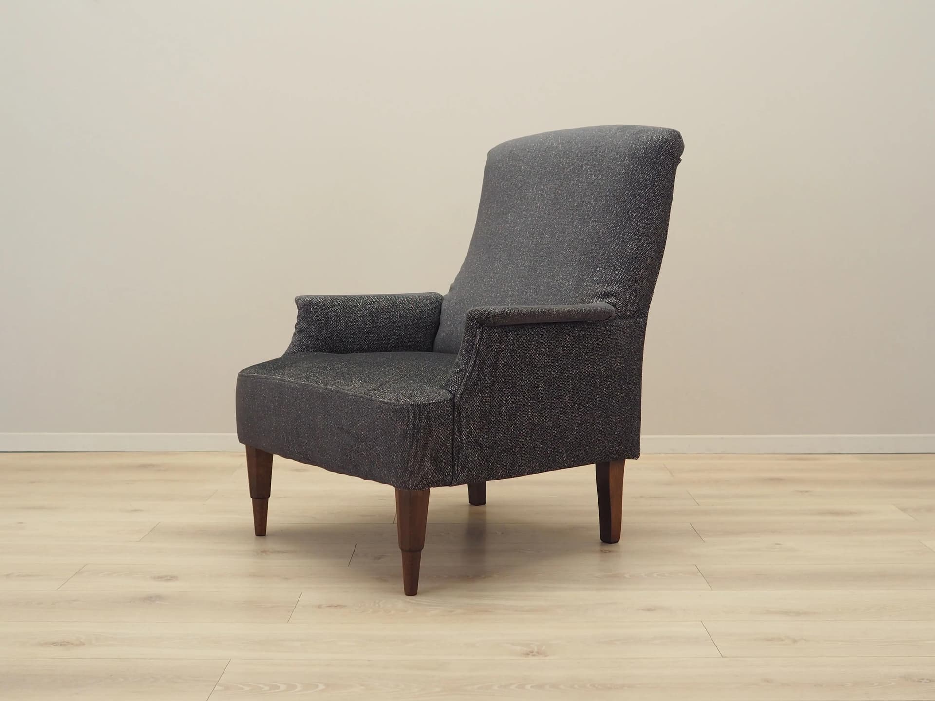 Armchair, grey fabric, wood, Italy, 1970s - 26310