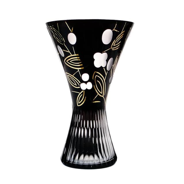 Wazon New Look, kryształ czarny, Kamenický Šenov, Czechosłowacja, lata 60. - WYMIARY