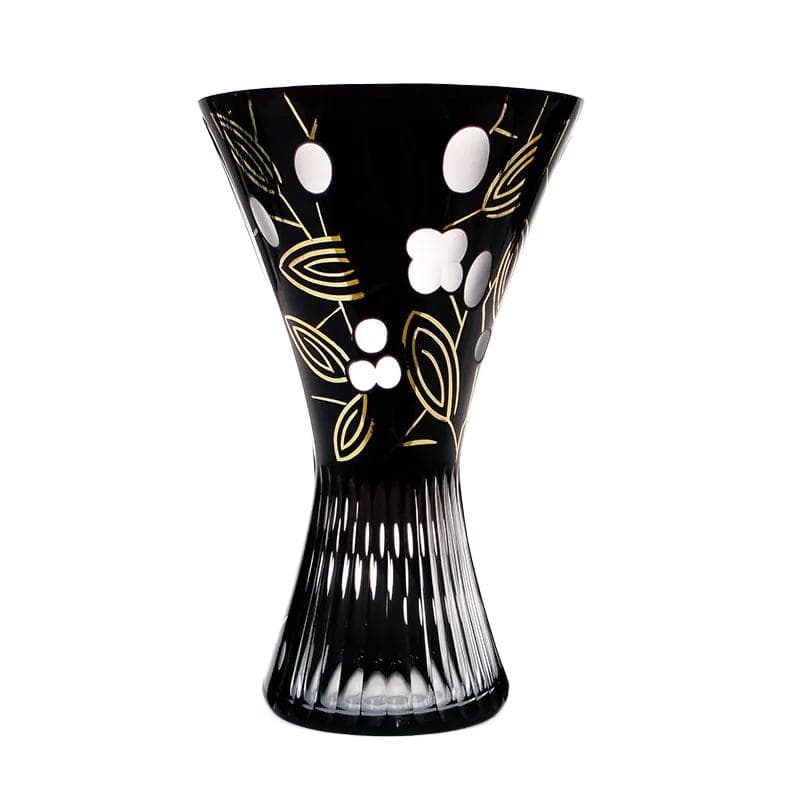 Wazon New Look, kryształ czarny, Kamenický Šenov, Czechosłowacja, lata 60.