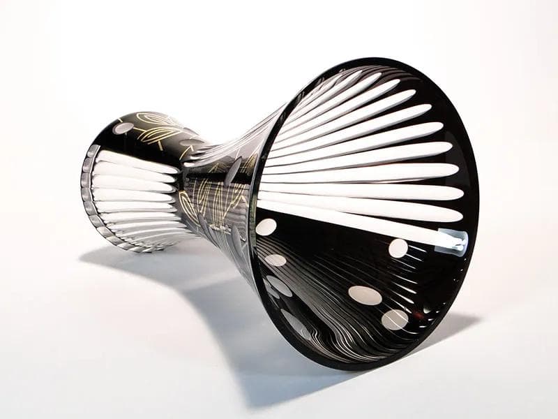 Wazon New Look, kryształ czarny, Kamenický Šenov, Czechosłowacja, lata 60. - 26248