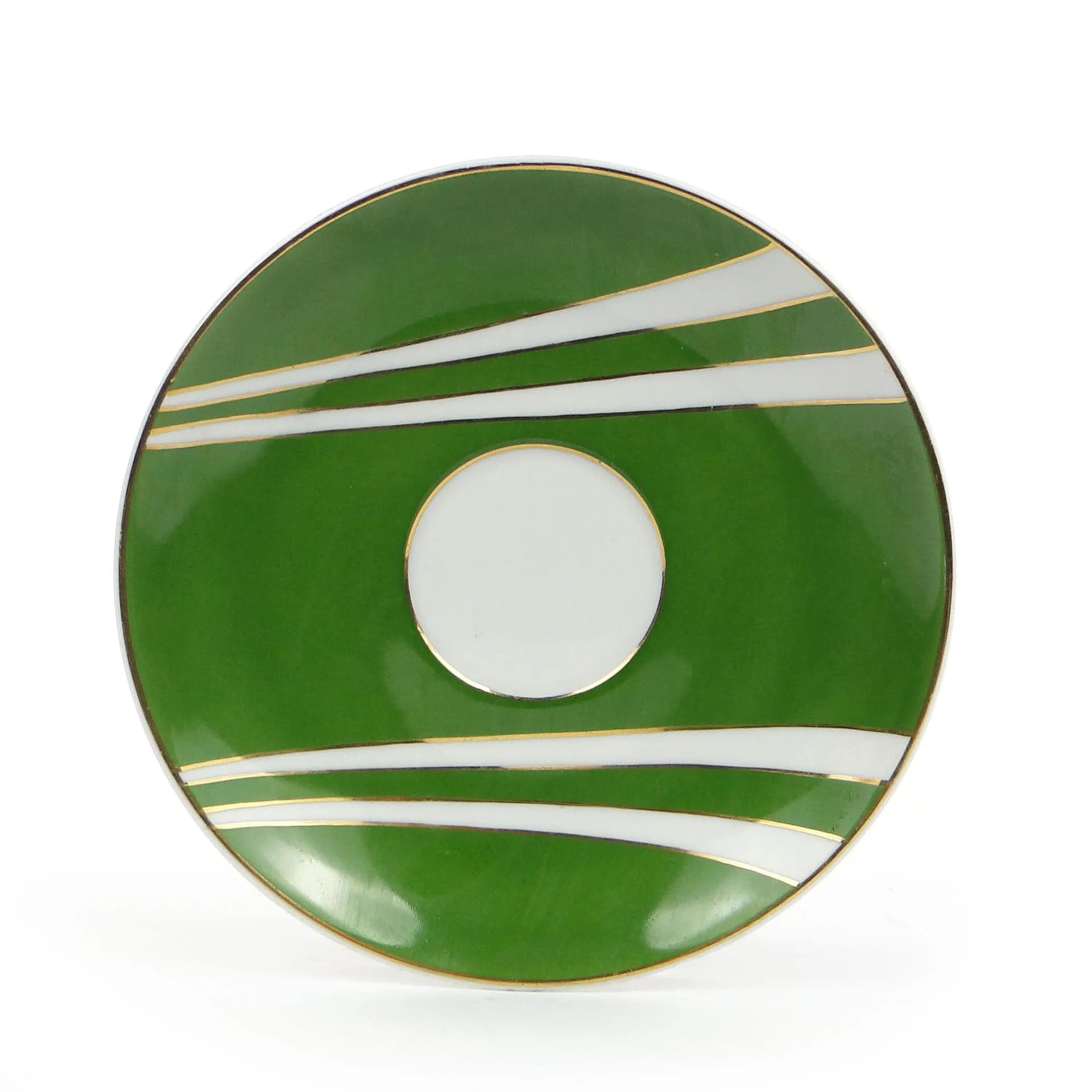 Zielony porcelanowy spodek Krokus, proj. W. Potacki dla Ćmielów, Polska, lata 60. - 26528