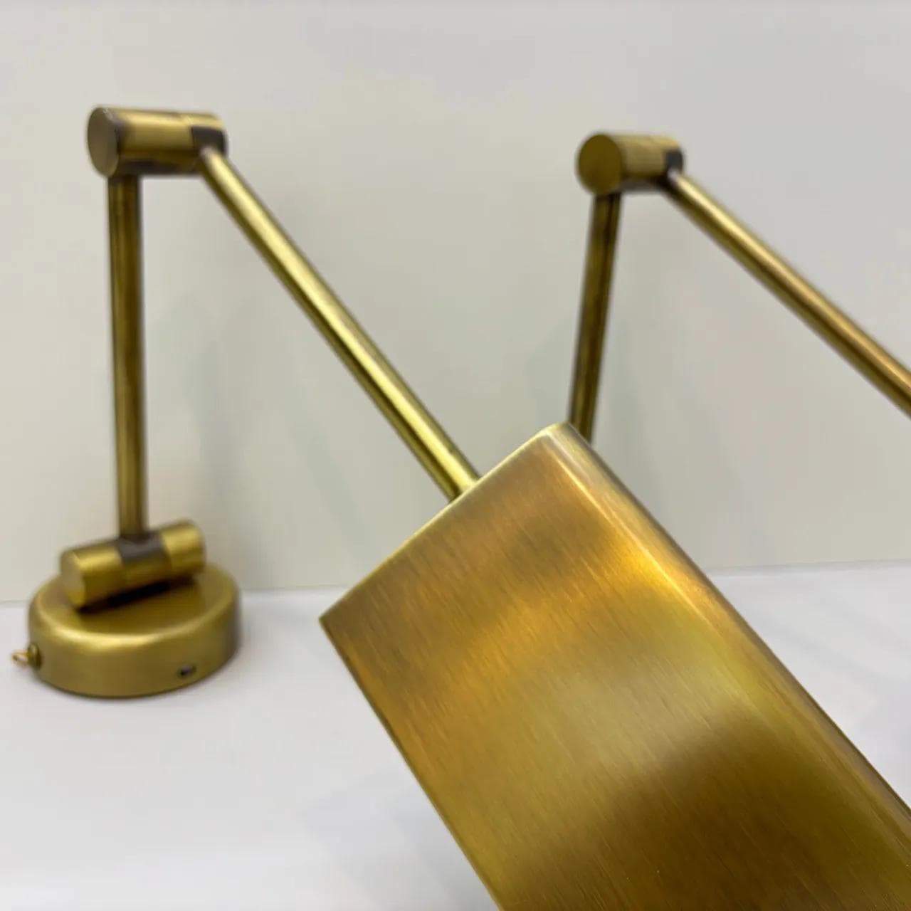 Para kinkietów, mosiądz szczotkowany złoty, metal, Niemcy, lata 70. - 26439