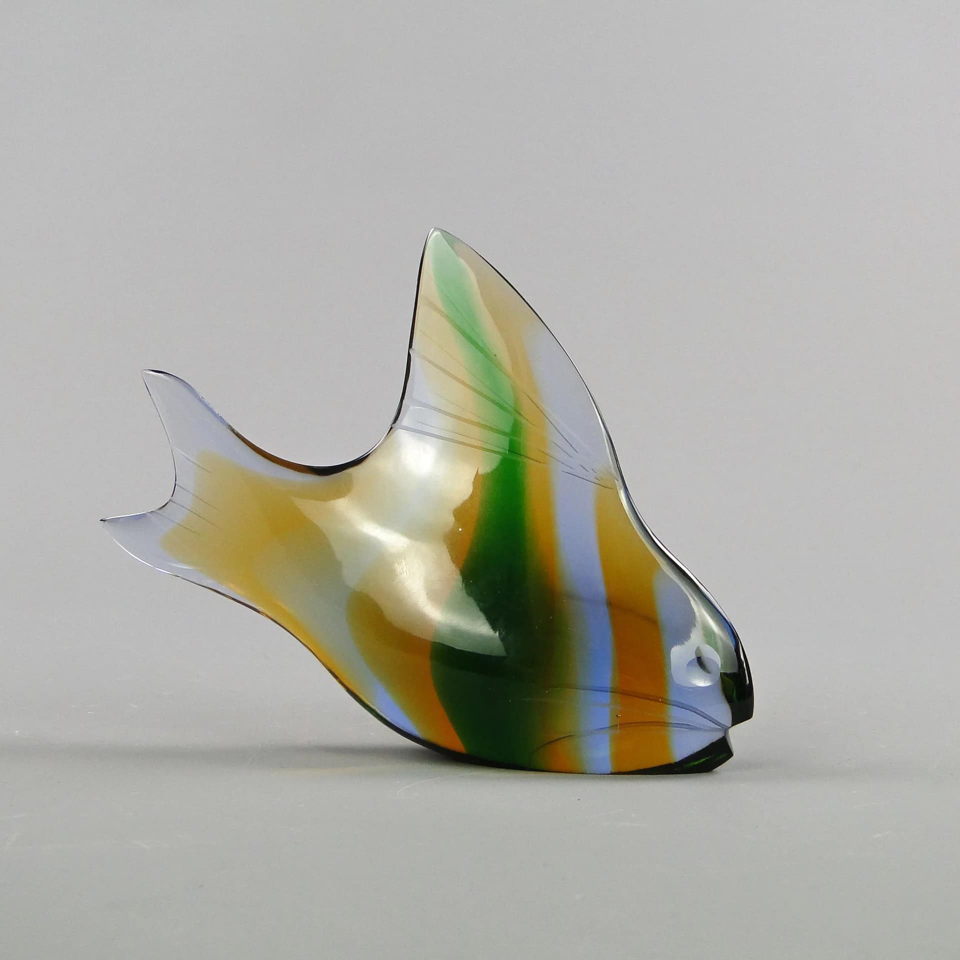 Fish sculpture, multicolor, crystal, by J. Rozinek & S. Honzik, Czechoslovakia, 1960s. - 26500