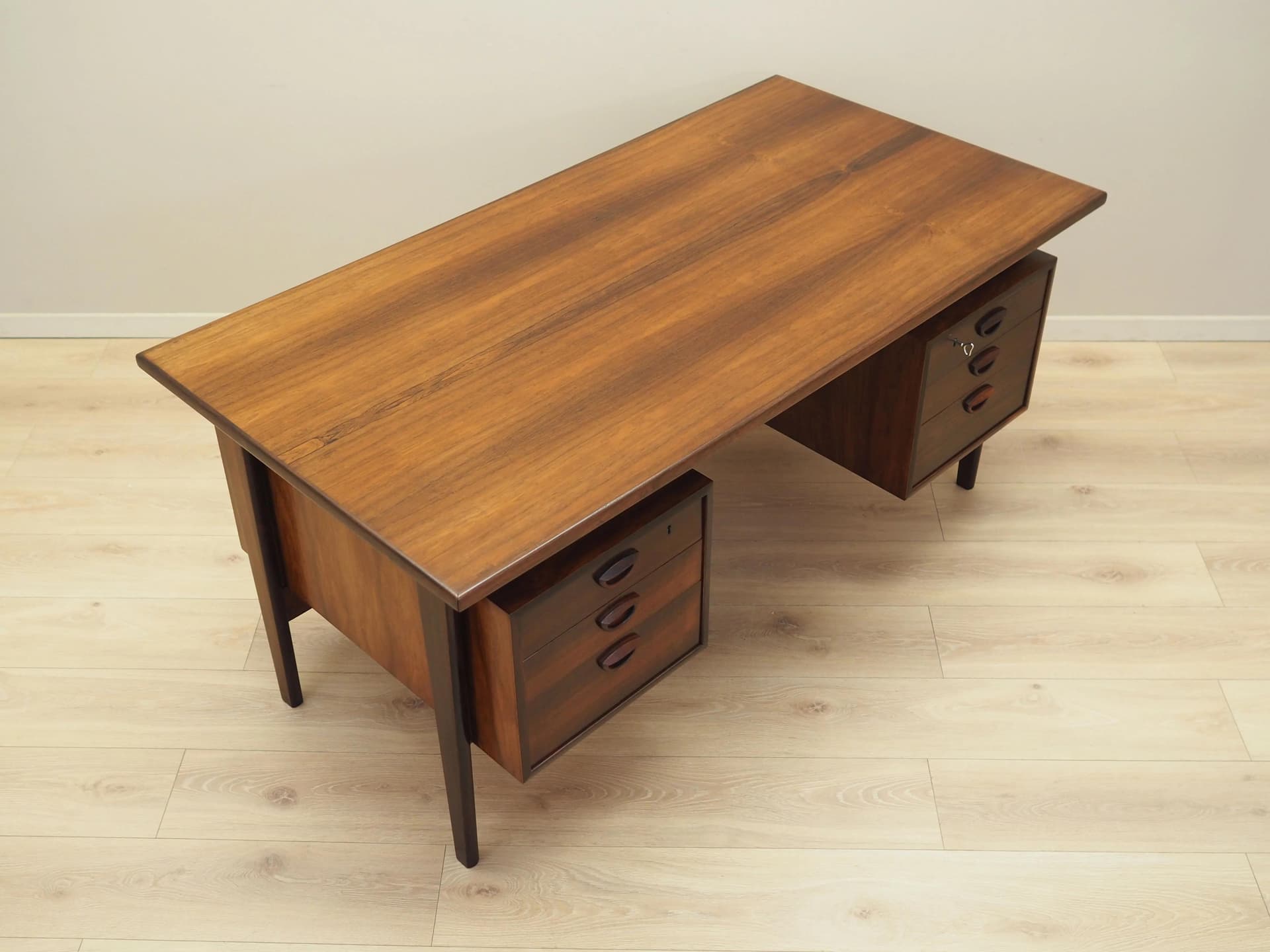Desk, brown rosewood, by K. Kristiansen, Denmark, 1970s - 26576