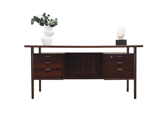 Desk, brown rosewood, by K. Kristiansen, Denmark, 1970s - DIMENSION