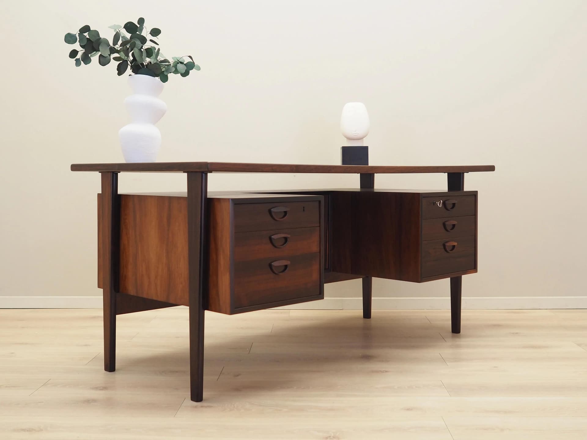 Desk, brown rosewood, by K. Kristiansen, Denmark, 1970s - 26575