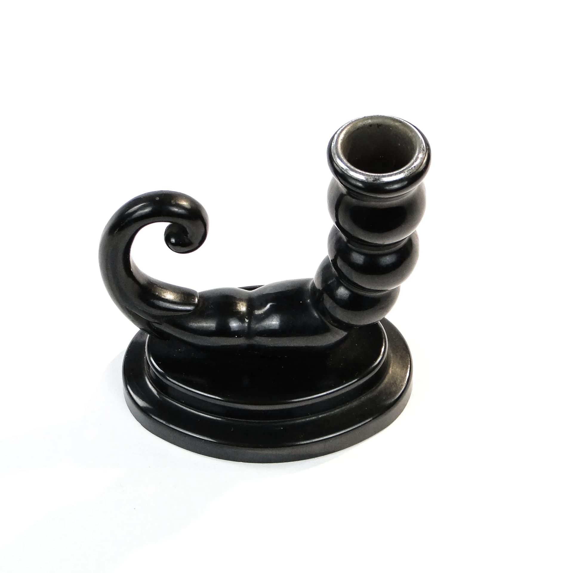 Kaganek Art Deco Skorpion, ebonit czarny, Anglia, lata 20. - 26475