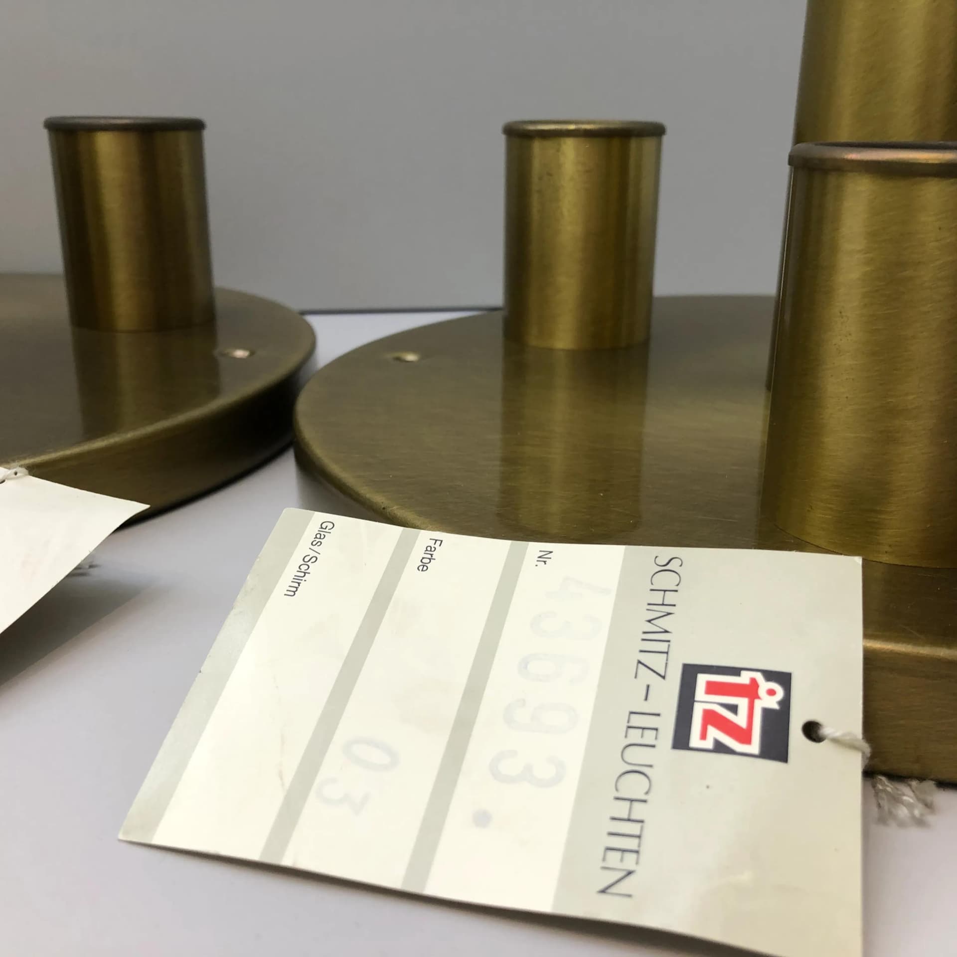 Pair of plafonds, golden brass, TZ Schmitz Leuchten, Germany, 1970s. - 26622