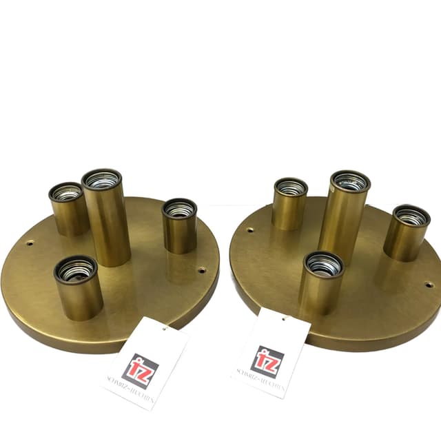 Pair of plafonds, golden brass, TZ Schmitz Leuchten, Germany, 1970s. - DIMENSION